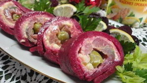 свекольный рулет с горбушей