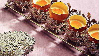 Вареные яица - кокосовая панакотта с манговым пюре