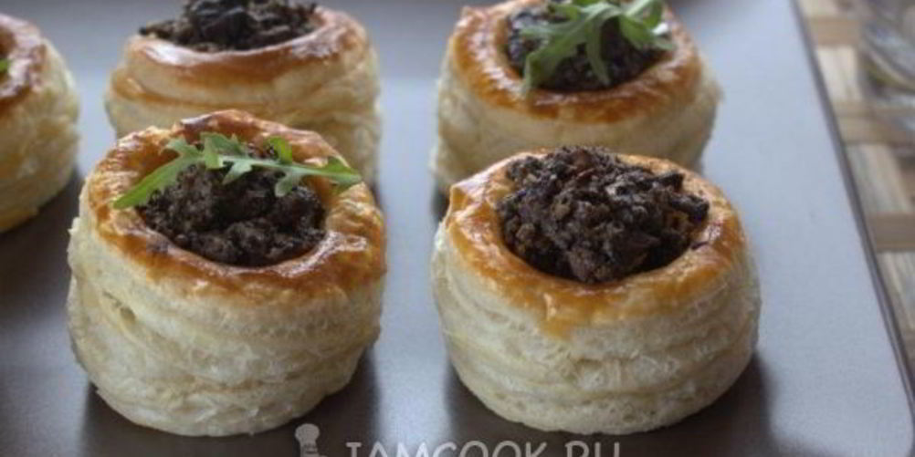 Рецепт волованы с грибами