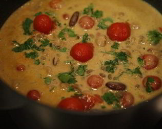 Закуска из фасоли с чечевицей и кинзой