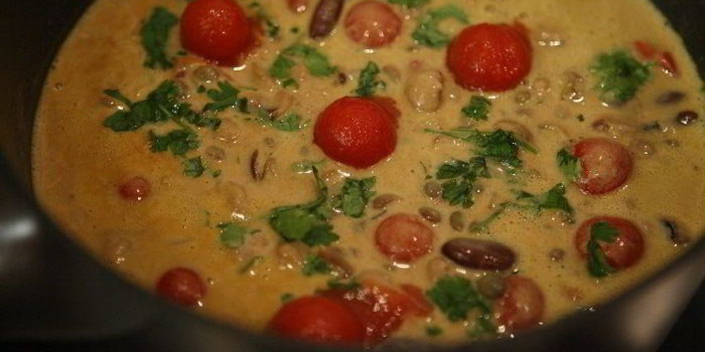 Рецепт закуска из фасоли с чечевицей и кинзой