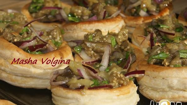 закуска из печеных баклажан и перца