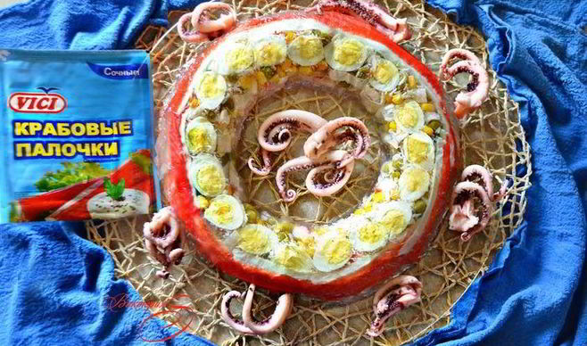 Заливная закуска из крабовых палочек