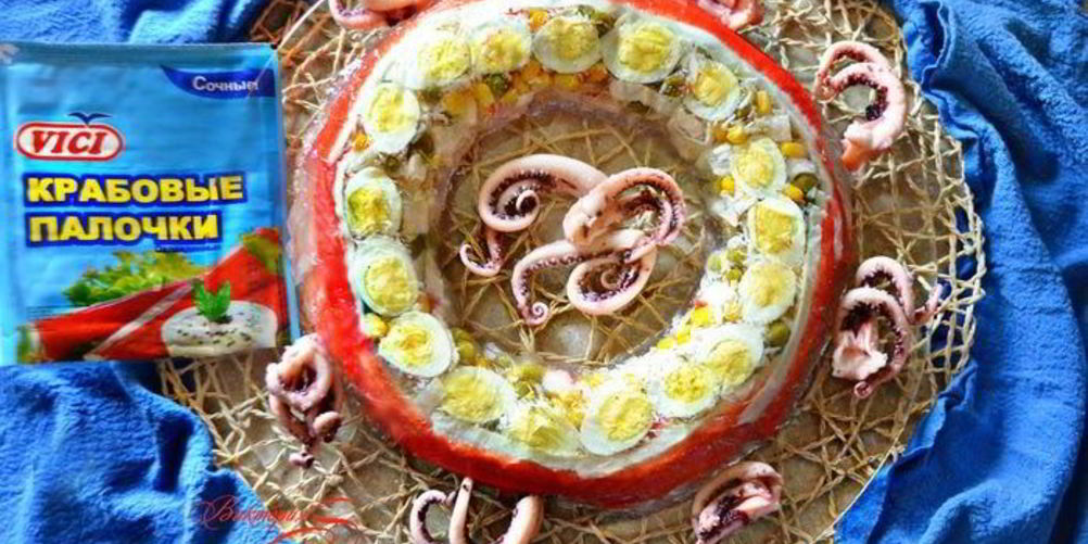 Рецепт заливная закуска из крабовых палочек