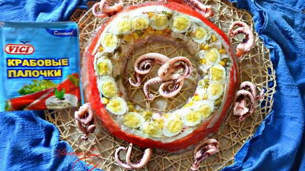 заливная закуска из крабовых палочек